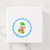 Kerstelf op lichtblauw en wit Dank u Bedankjes Labels (In situ)