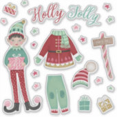 Kerstelf Papieren Pop Sticker Vel (Voorkant)