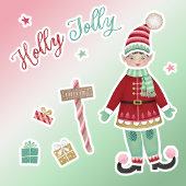 Kerstelf Papieren Pop Sticker Vel