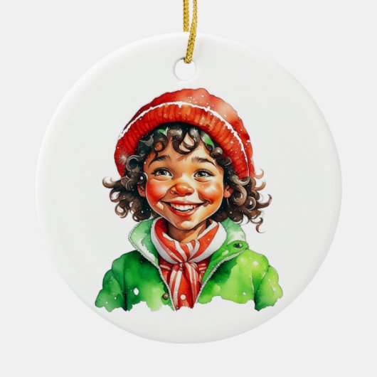 Kerstelf persoonsgebonden keramisch ornament (Voorkant)