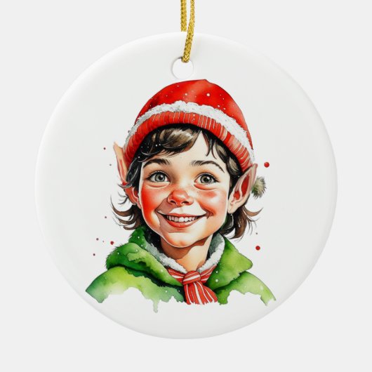 Kerstelf persoonsgebonden keramisch ornament (Voorkant)