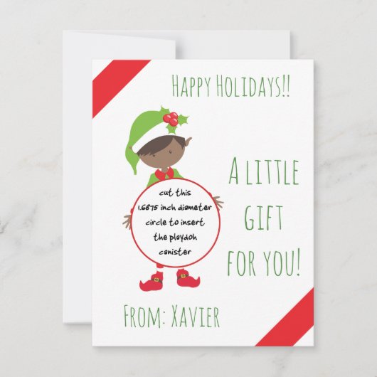Kerstelf Play Doh-cadeau, feestfeest Kaart (Voorkant)