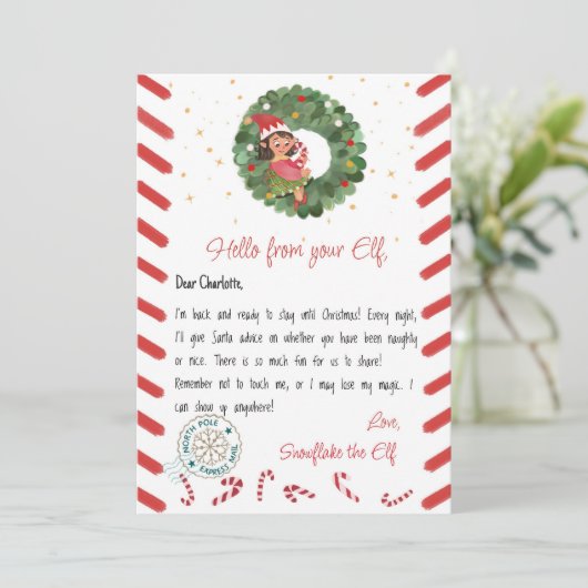 Kerstelf postkaart kaart (Staand voorkant)