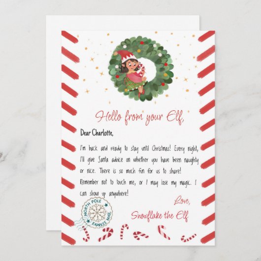 Kerstelf postkaart kaart (Voorkant / Achterkant)