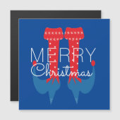 KerstElf Red Blue Script Snowflake Magnet (Voorkant / Achterkant)