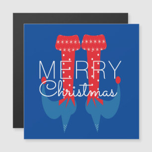 KerstElf Red Blue Script Snowflake Magnet