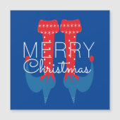 KerstElf Red Blue Script Snowflake Magnet (Voorkant)