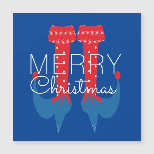 KerstElf Red Blue Script Snowflake Magnet (Voorkant)