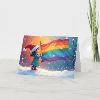 Kerstelf Regenboog Vlag Pride Feestdagen Kaart