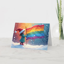 Kerstelf Regenboog Vlag Pride Feestdagen Kaart