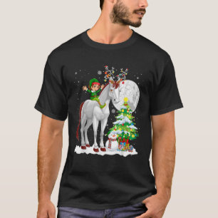 Kerstelf Ridder Rendier Paard Sneeuwman Kerstmis T T-shirt