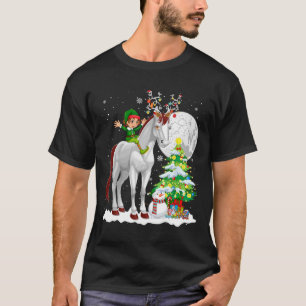Kerstelf Ridder Rendier Paard Sneeuwman Kerstmis T T-shirt