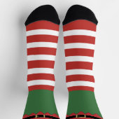 Kerstelf Rood Gestreepte Groene Kerstman Sokken (Top)