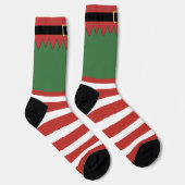 Kerstelf Rood Gestreepte Groene Kerstman Sokken (Rechts)