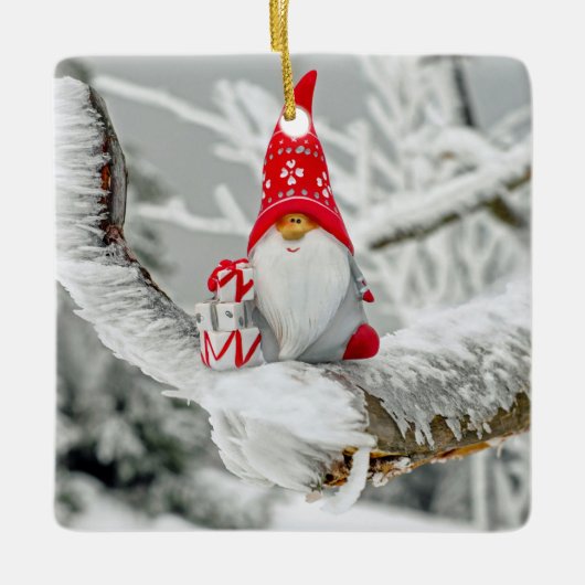 Kerstelf Sneeuwbomen Keramische Versiering Keramisch Ornament (Voorkant)