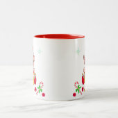 Kerstelf, snoepriet en kerstballen tweekleurige koffiemok (Center)