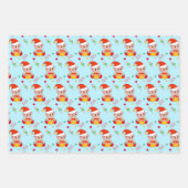 Kerstelf, snoepsuikerriet, confetti on green & red inpakpapier vel (Voorkant)