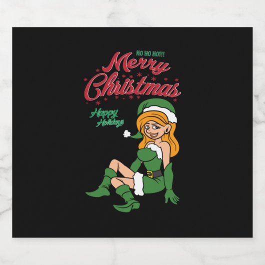 KerstElf Sparkling Wijnetiket (Enkel label)