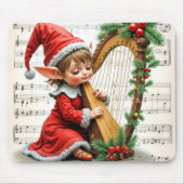 Kerstelf speelt op een harp muismat (Voorkant)