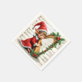 Kerstelf speelt op een harp servet (Hoek)