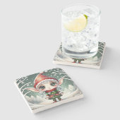 KerstElf Stenen Onderzetter (Zijkant)