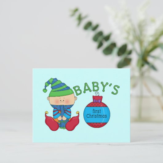 Kerstelf T-shirts en cadeaus voor de 1e kerst Feestdagenkaart (Staand voorkant)