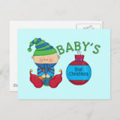 Kerstelf T-shirts en cadeaus voor de 1e kerst Feestdagenkaart (Voorkant / Achterkant)