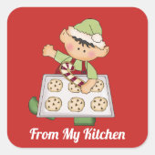 KerstElf uit mijn keukensticker Vierkante Sticker (Voorkant)