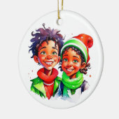 Kerstelf Vintage Persoonlijk Keramisch Ornament (Links)