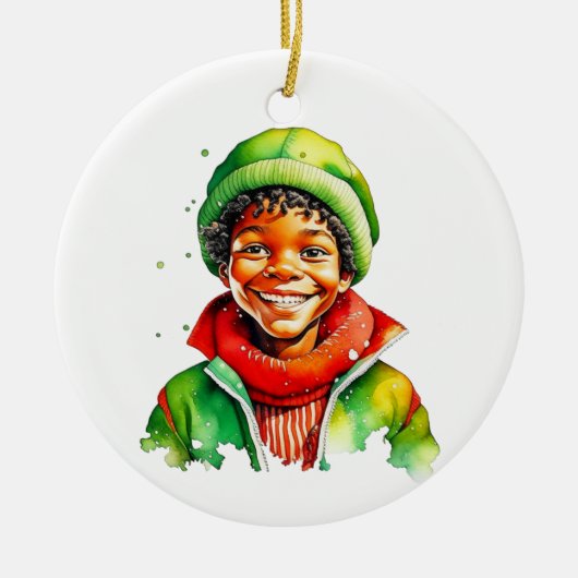 Kerstelf Vintage Persoonlijk Keramisch Ornament (Voorkant)