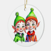 Kerstelf Vintage Persoonlijk Keramisch Ornament (Links)