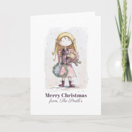 Kerstelf Watercolor Kerstkaart met Fantasie Kaart