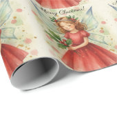 Kerstelf Watercolor Kunst Cadeaupapier (Rol Hoek)