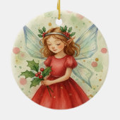 Kerstelf Watercolor Kunst Keramisch Ornament (Achterkant)