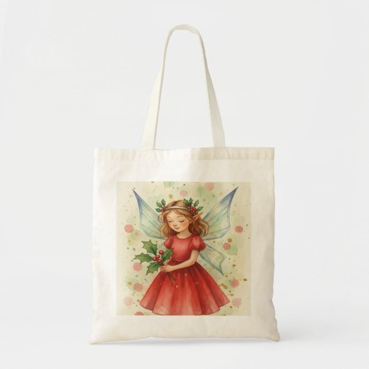Kerstelf Watercolor Kunst Tote Bag (Voorkant)