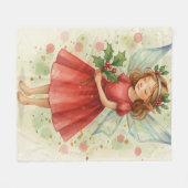 Kerstelf Watercolor Kunst Vakantie Fleece Deken (Voorkant (Horizontaal))