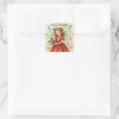 Kerstelf Watercolor Kunst Vierkante Sticker (Tas)