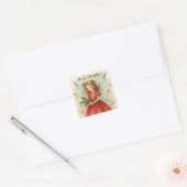 Kerstelf Watercolor Kunst Vierkante Sticker (Envelop)