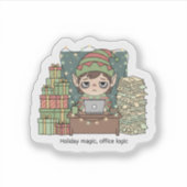 Kerstelf Werkdruk – Grappige Kerststicker Sticker (Voorkant)