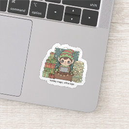 Kerstelf Werkdruk – Grappige Kerststicker Sticker