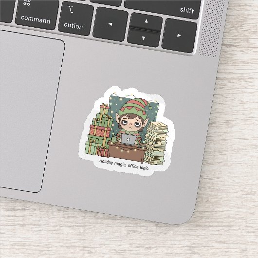 Kerstelf Werkdruk – Grappige Kerststicker Sticker (Detail)