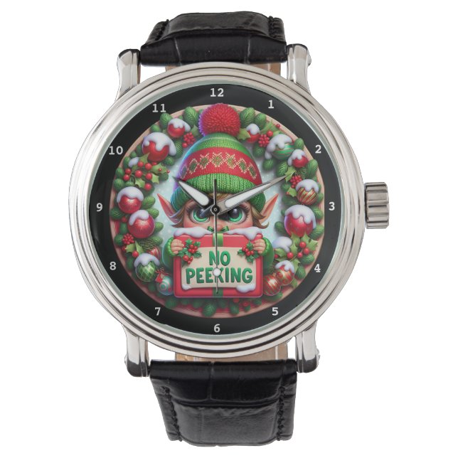 Kerstelf zonder gluren horloge (Voorkant)