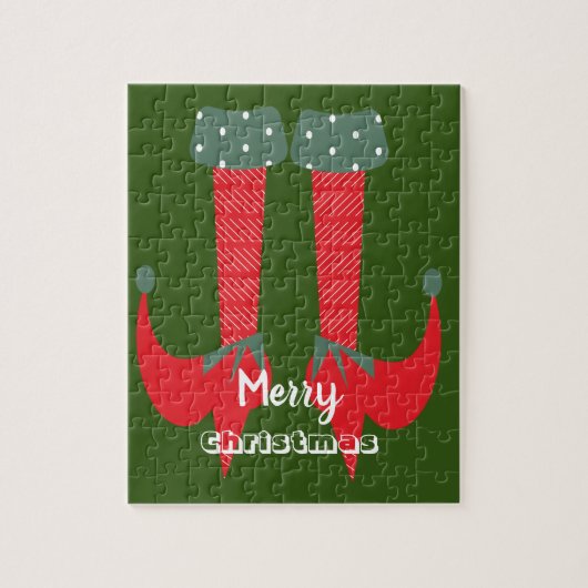 Kerstelfen Hakken Prettig Kerstfeest Legpuzzel (Verticaal)
