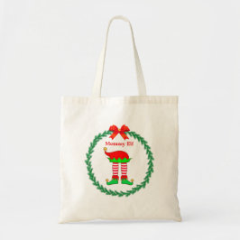 Kerstelfenbenen in rood-wit gestreept & krans tote bag
