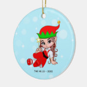 Kerstelfje met een ster keramisch ornament (Links)
