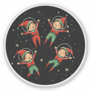Kerstelfjes in de ruimte sticker