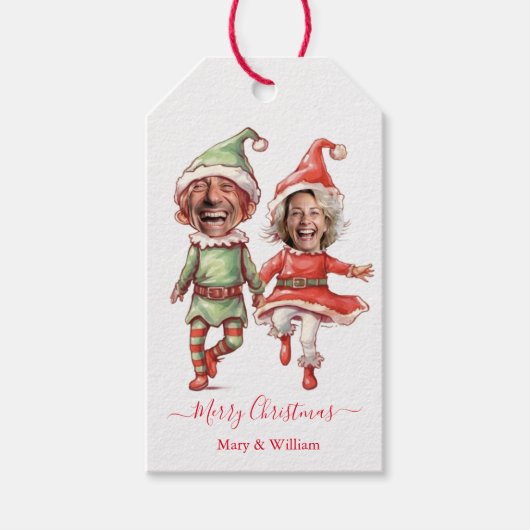 Kerstelfjes koppel cadeaulabel (Voorkant)