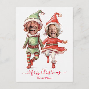 Kerstelfjes koppel feestdagenkaart