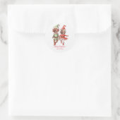 Kerstelfjes koppel ronde sticker (Tas)