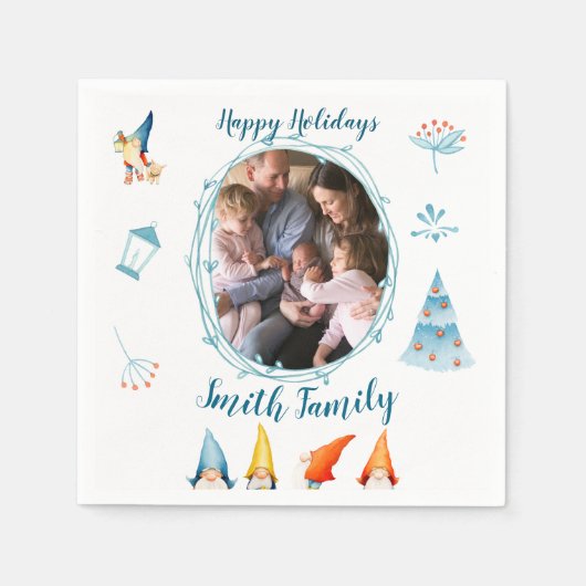 Kerstelfjes papieren servetten met foto (Voorkant)